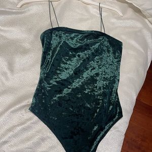 Green velvet bodysuit